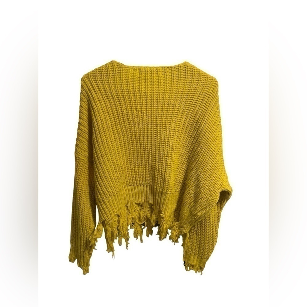 Young Fabulous And Broke Yellow Knit Fringe Sweater Size Small Medium - Picture 3 of 5